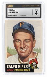 1953 TOPPS #191 RALPH KINER (HOF) CSG 4 VG/EX.