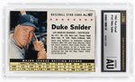 1961 POST CEREAL #167 DUKE SNIDER (HOF) CSG AU AUTHENTIC.