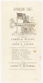 BLAINE & LOGAN 1884 6TH CONGRESSIONAL MARYLAND BALLOT.