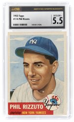 1953 TOPPS #114 PHIL RIZZUTO (HOF) CSG 5.5 EXCELLENT+.