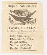 LINCOLN & HAMLIN 1860 NEW HAMPSHIRE BALLOT.