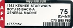 STAR WARS: RETURN OF THE JEDI (1983) - GENERAL MADINE 65 BACK-A AFA 75 EX/NM.