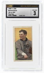 1909-11 T206 MORDECAI BROWN (HOF) CUBS ON SHIRT POLAR BEAR CSG 3 VERY GOOD.