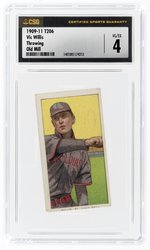 1909-11 T206 VIC WILLIS (HOF) THROWING OLD MILL CSG 4 VG/EX.