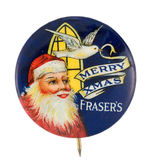 "MERRY XMAS FRASER'S" WITH SANTA, DOVE & CHURCH WINDOW FROM HAKE COLLECTION & CPB.