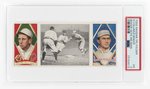 1912 T202 HASSAN TRIPLE FOLDERS E. COLLINS (HOF)/F. BAKER(HOF) PSA 3 VG.