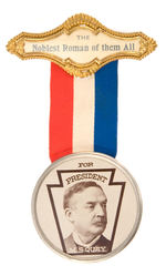 MATTHEW QUAY 1896 PRESIDENTIAL HOPEFUL RIBBON BADGE.