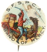 SAN FRANCISCO S.P.C.A. C. 1900 "BAND OF MERCY" BUTTON W/MEMBERSHIP BACK PAPER.