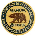 CALIFORNIA 60TH ANNIVERSARY OF STATE ADMISSION TO USA 1910 SAN FRANCISCO CELEBRATION BUTTON.