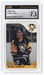 1985-86 TOPPS #9 MARIO LEMIEUX (HOF) ROOKIE CARD CSG 7.5 NEAR MINT+.