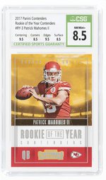 2017 PANINI CONTENDERS ROOKIE OF THE YEAR CONTENDERS #RY-3 PATRICK MAHOMES II CSG 8.5 NM/MINT+.