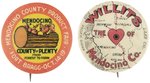 MENDOCINO GRAPHIC BUTTON PAIR NAMING FORT BRAGG AND WILLITS C. 1910-20.