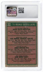 1975 TOPPS #616 '75 ROOKIE OUTFIELDERS AUGUSTINE/MANGUAL/RICE(HOF)/SCOTT CSG 8 NM/MINT.