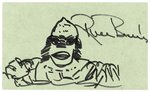 CREATURE FROM THE BLACK LAGOON - RICOU BROWNING SIGNED GILL-MAN ORIGINAL ART SKETCH.