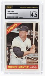 1966 TOPPS #50 MICKEY MANTLE (HOF) CSG 4.5 VG/EX+.