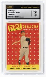 1958 TOPPS #487 MICKEY MANTLE (HOF) '58 ALL-STAR CSG 5 EXCELLENT.