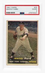 1957 TOPPS #25 WHITEY FORD (HOF) PSA 2 GOOD.