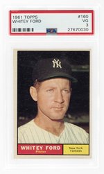 1961 TOPPS #160 WHITEY FORD (HOF) PSA 3 VG.