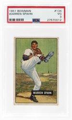 1951 BOWMAN #134 WARREN SPAHN (HOF) PSA 3 VG.