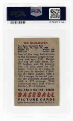 1951 BOWMAN #143 TED KLUSZESKI PSA 3 VG.