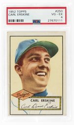 1952 TOPPS #250 CARL ERSKINE PSA 4 VG/EX.