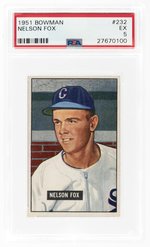 1951 BOWMAN #232 NELSON FOX (HOF) ROOKIE CARD PSA 5 EX.