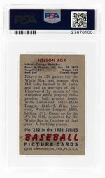 1951 BOWMAN #232 NELSON FOX (HOF) ROOKIE CARD PSA 5 EX.