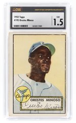 1952 TOPPS #195 ORESTES MINOSO (HOF) ROOKIE CARD CSG 1.5 FAIR.