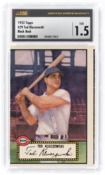 1952 TOPPS #29 TED KLUSZEWSKI BLACK BACK CSG 1.5 FAIR.