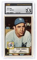 1952 TOPPS #191 YOGI BERRA (HOF) CSG 2.5 GOOD+.