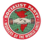 EARLY LARGE TEXT VERSION "SOCIALIST PARTY" MULTICOLOR BUTTON