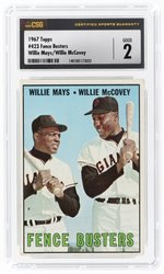 1967 TOPPS #423 FENCE BUSTERS WILLIE MAYS(HOF)/WILLIE MCCOVEY(HOF) CSG 2 GOOD.