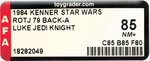 STAR WARS: RETURN OF THE JEDI (1984) - LUKE SKYWALKER (JEDI KNIGHT) 79 BACK-A AFA 85 NM+.