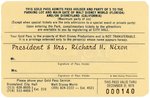 NIXON PERSONAL 1979 GOLD PASS TO DISNEYLAND IN ORIGINAL MAILING ENVELOPE.