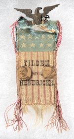 TILDEN & HENDRICKS STARS AND STRIPES RIBBON JUGATE BADGE.