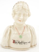 VOTES FOR WOMEN SUFFRAGE TWO-SIDED CERAMIC FIGURE.