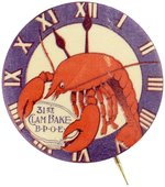 ELKS FRATERNAL BUTTON W/LOBSTER AND BUTTON POWER BOOK PHOTO EXAMPLE.