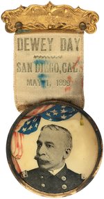 "DEWEY DAY/SAN DIEGO/MAY 1, 1899" ONE YEAR ANNIVERSAY BADGE OF HIS MANILA VICTORY.