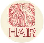 HAIR THE ROCK MUSICAL C. 1968 BILTMORE THEATRE SOUVENIR BUTTON AND BUTTON POWER PHOTO EXAMPLE.