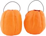 JACK AND JACKIE KENNEDY FIGURAL PUMPKINS 1960s HALLOWEEN CANDY PAILS.