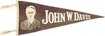 JOHN W. DAVIS RARE 1924 CAMPAIGN PORTRAIT PENNANT.