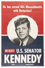 RARE KENNEDY 1958 SENATE RE-ELECTION POSTER HIGH GRADE & LARGEST VARIETY.