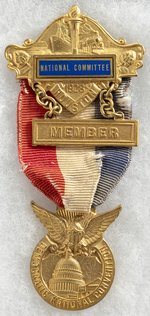 SMITH 1928 DNC NATIONAL COMMITTEE BADGE.