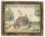 "HARRISON AND REFORM" RARE HAND-COLORED 1840 CAMPAIGN BROOCH.