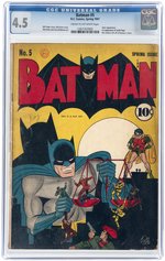 BATMAN #5 SPRING 1941 CGC 4.5 VG+.