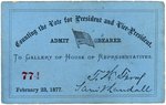 HAYES & TILDEN "COUNTING THE VOTE FOR PRESIDENT AND VICE PRESIDENT" 1877 TICKET.