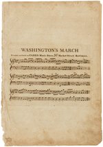 WASHINGTON'S MARCH 1797 SHEET MUSIC PUBLISHED BY CARR'S MUSIC STORE.