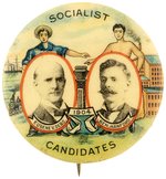 CLASSIC DEBS & HANFORD 1904 SOCIALIST CANDIDATES JUGATE BUTTON.