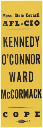 KENNEDY, O'CONNOR, WARD & McCORMACK AFL-CIO COPE 1960 MASS. RIBBON.