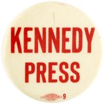 "KENNEDY PRESS" 1960 DEMOCRATIC CAMPAIGN BUTTON SCARCE RED VARIETY.